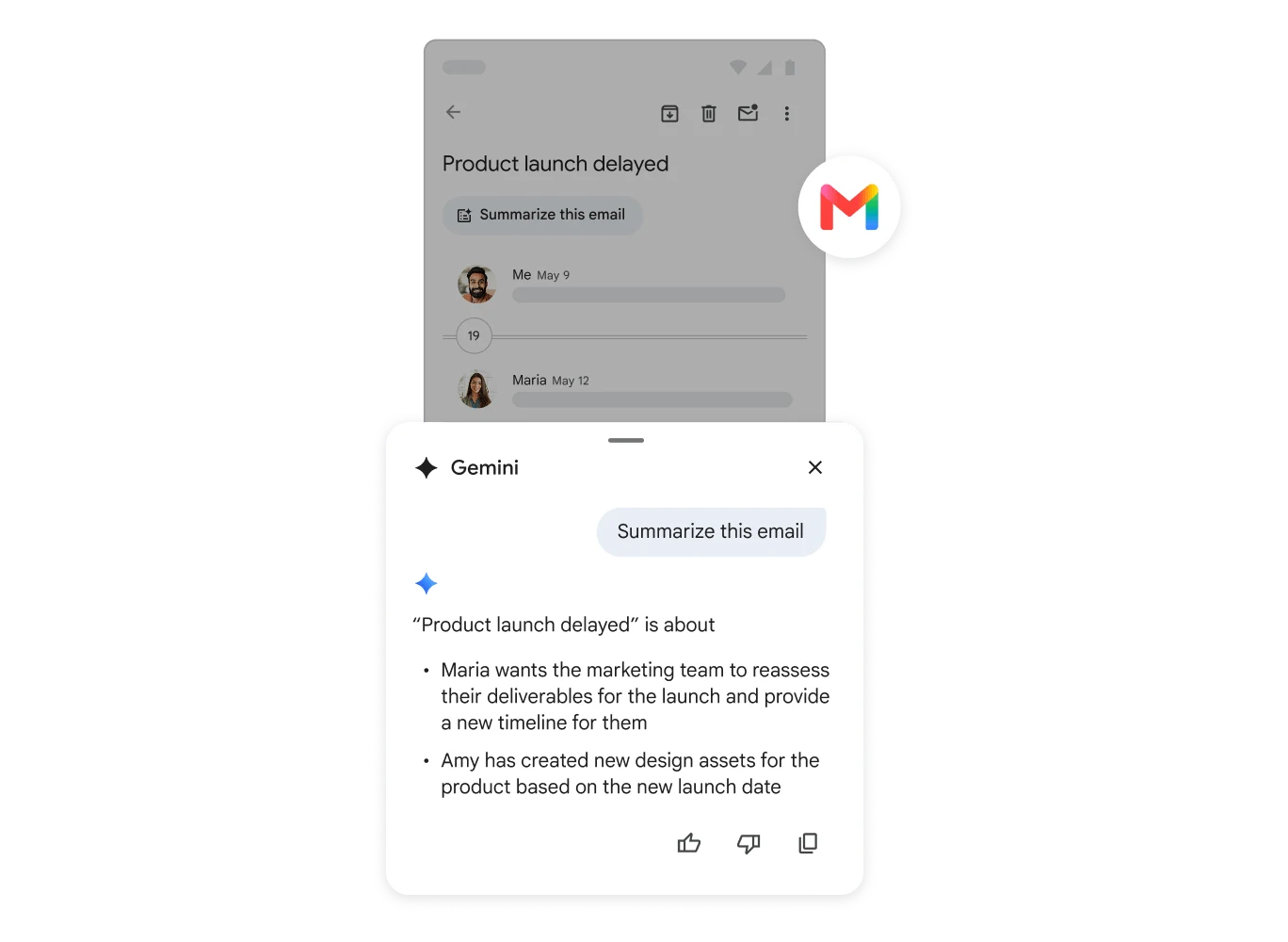 Gmail with Gemini official product illustration showing its email interface