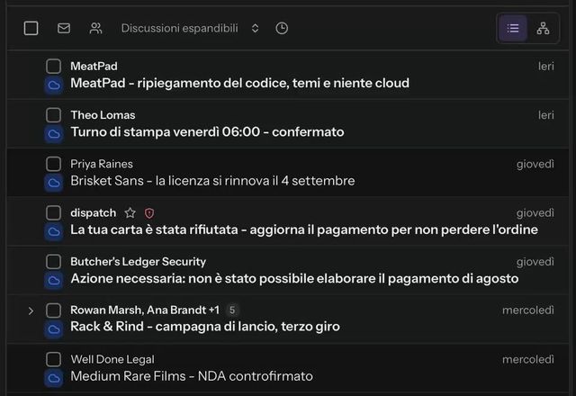 Reviewed for MailVault version 2.20.0 Si clicca con il tasto destro una riga di messaggio, si sceglie Posticipa e un selettore offre Più tardi oggi, Domani, il fine settimana e la prossima settimana. Si sceglie Domani e il messaggio lascia la Posta in arrivo. · Reviewed for MailVault version 2.20.0