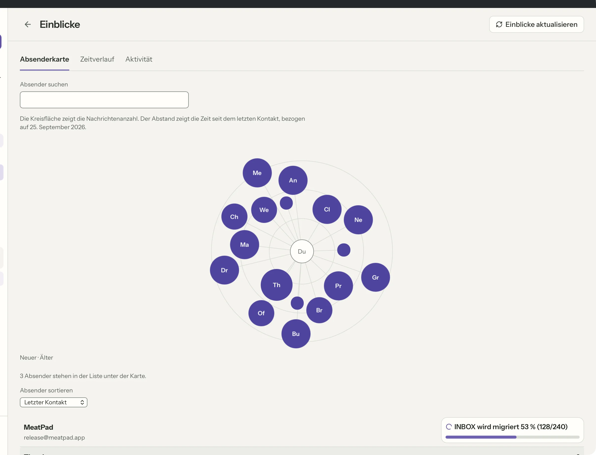 Einblicke in MailVault, Nahaufnahme · MailVault version 2.16.0