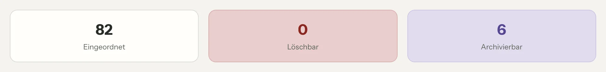 E-Mail-Aufräumen in MailVault, Nahaufnahme · MailVault version 2.16.0