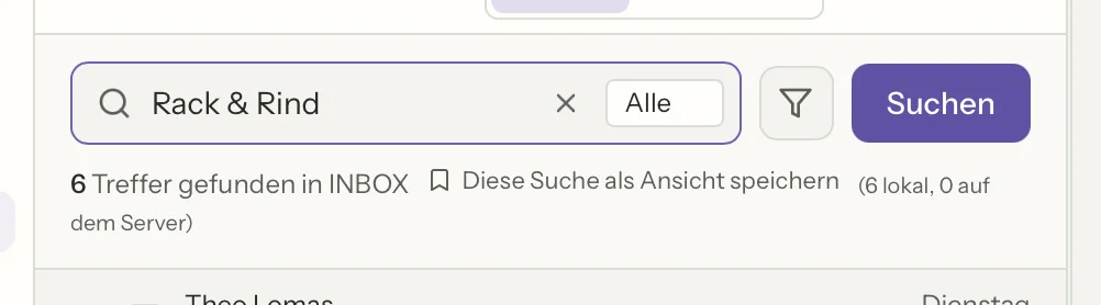 Suche in MailVault, Nahaufnahme · MailVault version 2.16.0