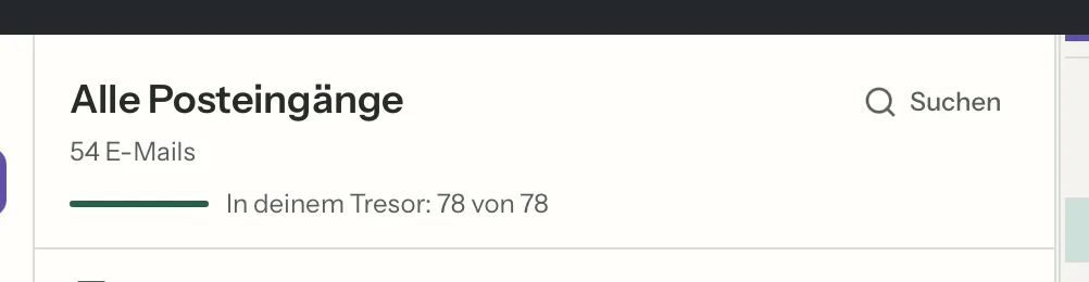 Gemeinsamer Posteingang in MailVault, Nahaufnahme · MailVault version 2.16.0