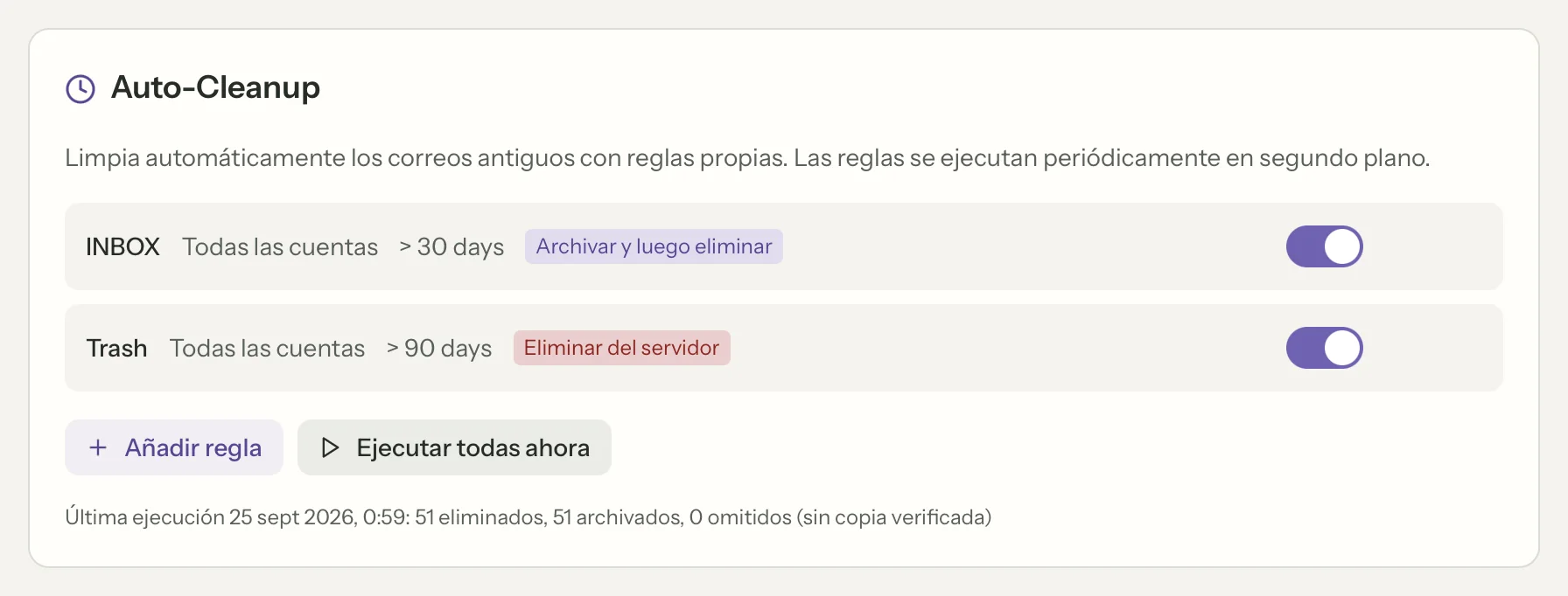 Archivar y eliminar en MailVault, de cerca · MailVault version 2.16.0