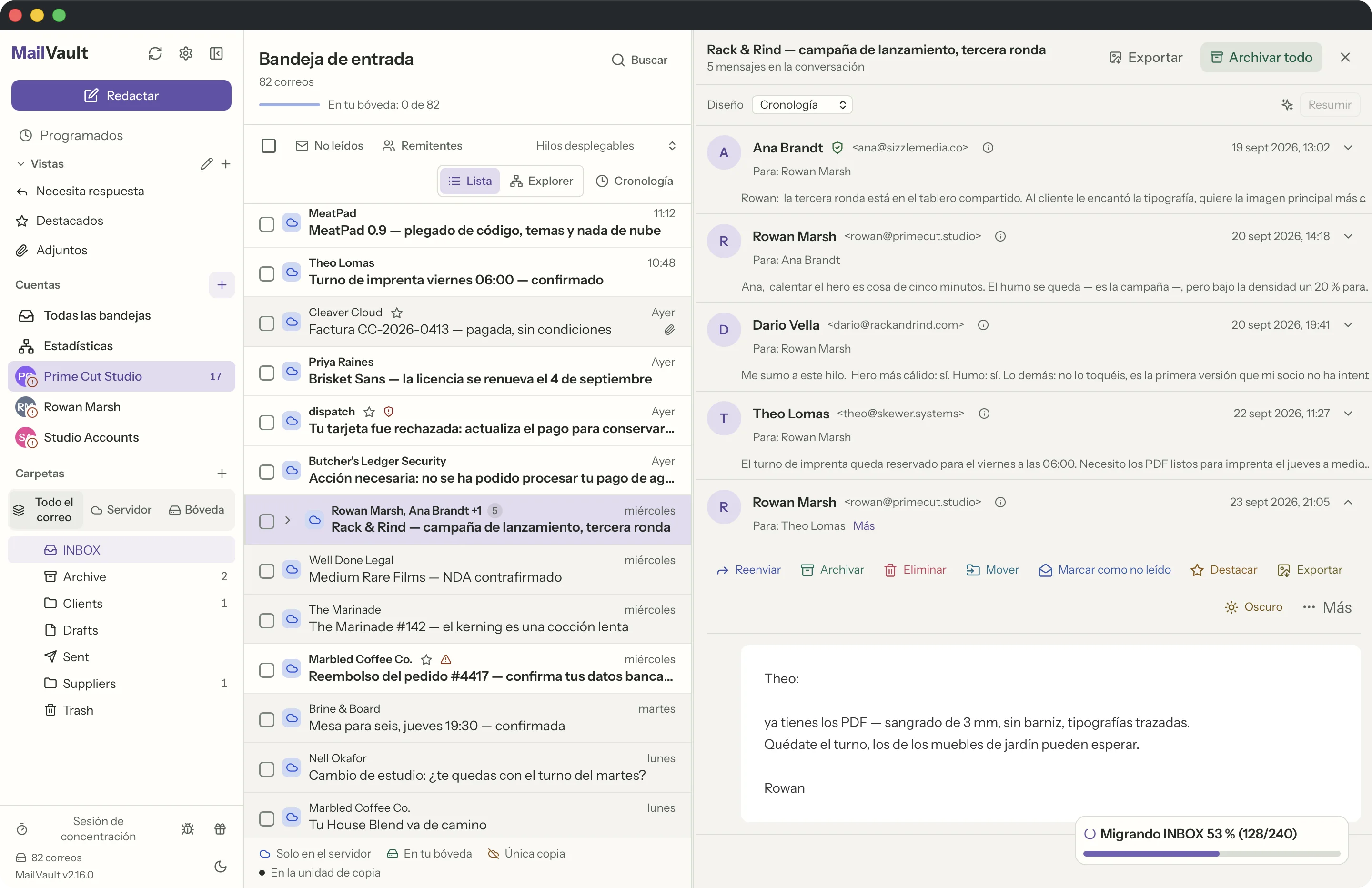 Verificación del remitente en la ventana de MailVault · MailVault version 2.16.0