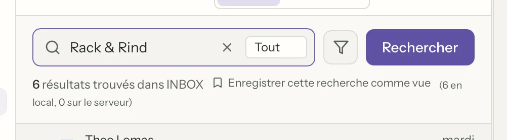 Recherche dans MailVault, en gros plan · MailVault version 2.16.0