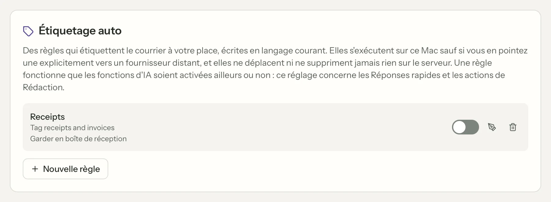 Règles d'étiquetage dans MailVault, en gros plan · MailVault version 2.16.0