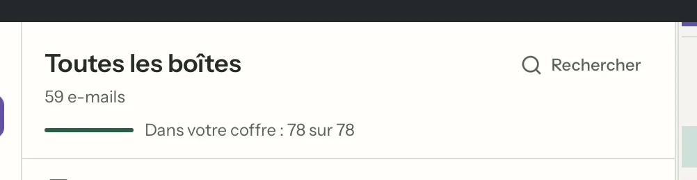 Boîte de réception unifiée dans MailVault, en gros plan · MailVault version 2.16.0