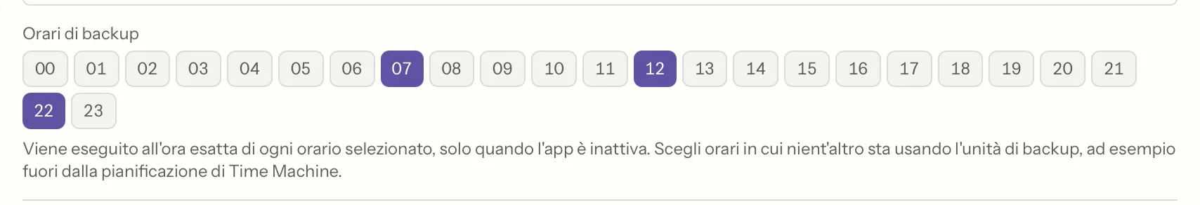Backup automatici pianificati in MailVault, primo piano · MailVault version 2.16.0