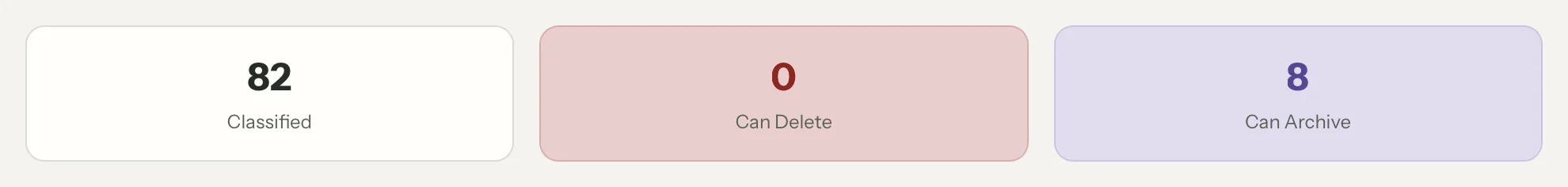 Email Cleanup in MailVault, close up · MailVault version 2.16.0
