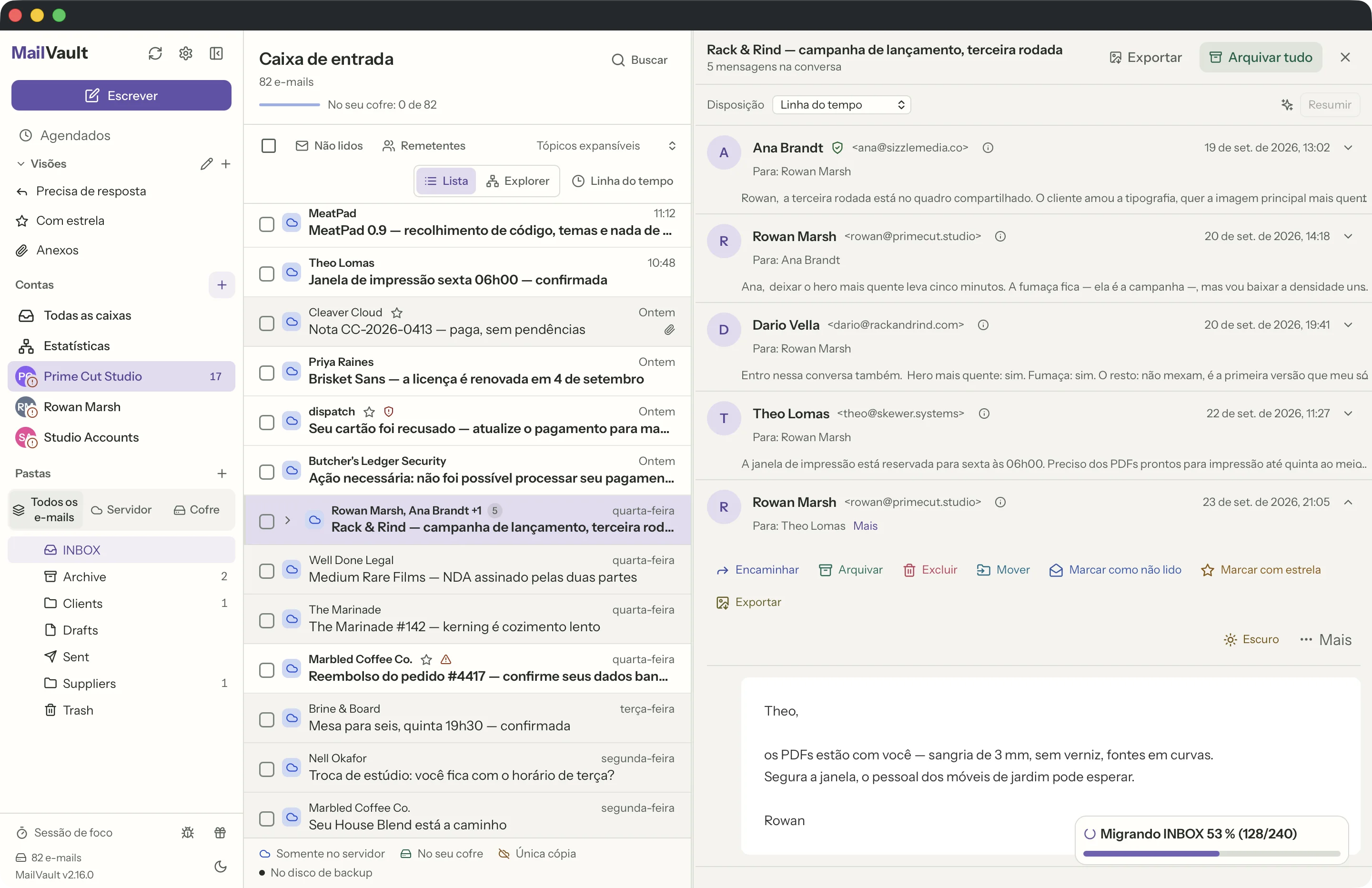 Verificação do remetente na janela do MailVault · MailVault version 2.16.0