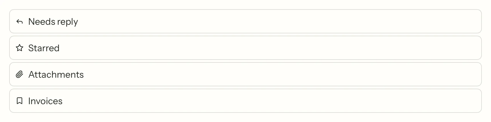 Saved views in MailVault, close up · MailVault version 2.16.0